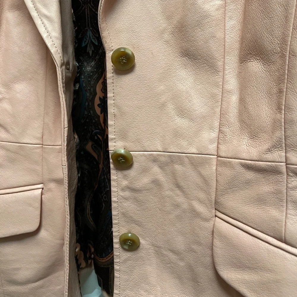 Terry Lewis Classic Luxuries Pink Leather Blazer Coat Jacket with Buttons 🤍💓🤍 - Picture 6 of 10